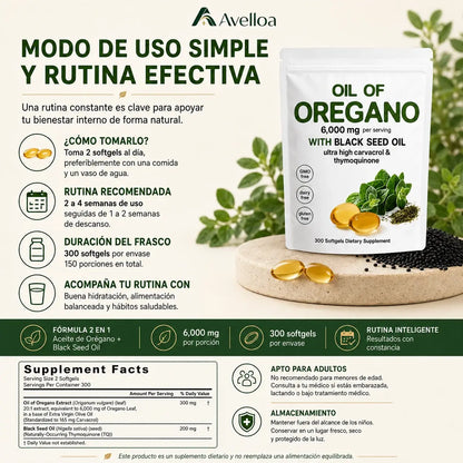 Aceite de Orégano con Aceite de Semilla Negra
