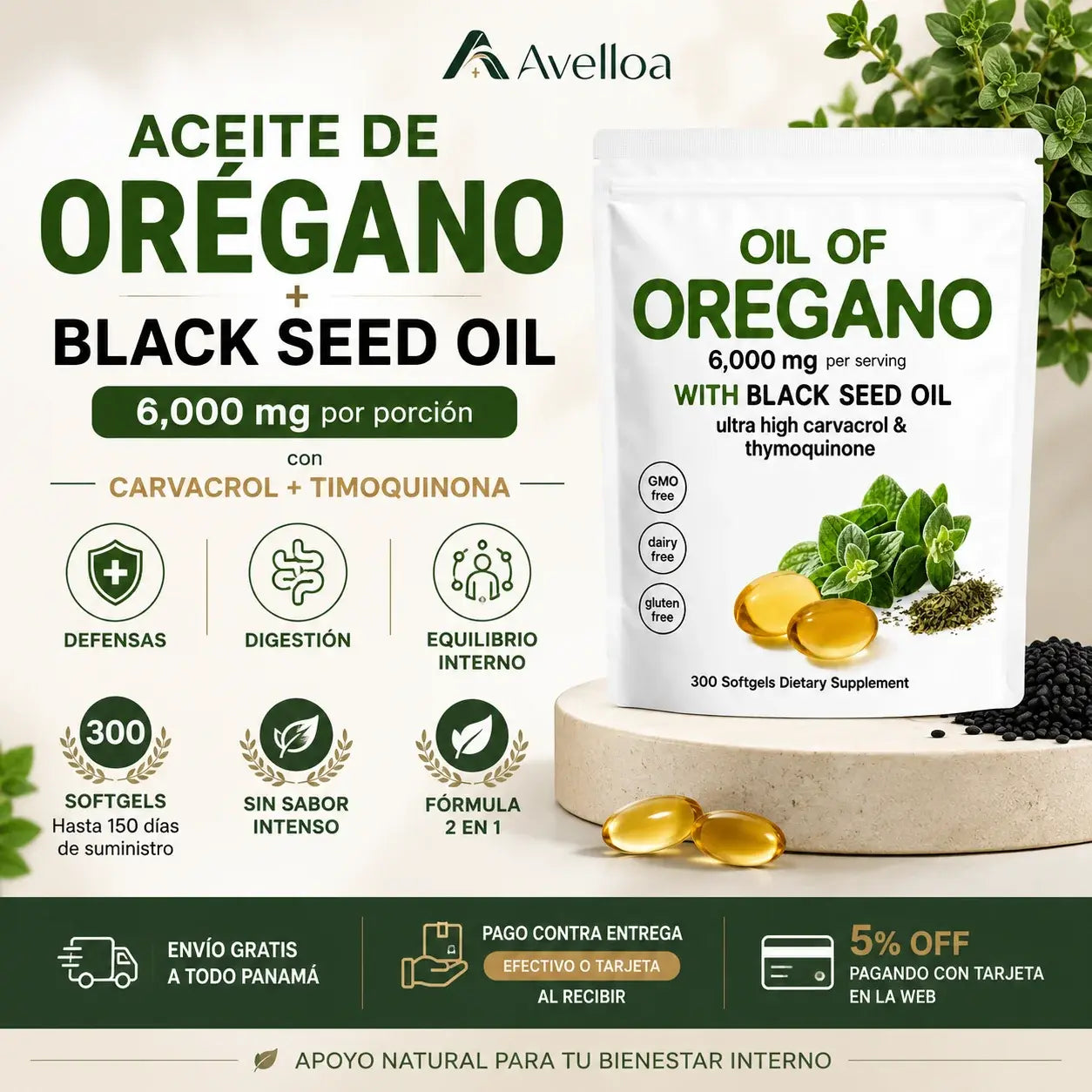 Aceite de Orégano con Aceite de Semilla Negra
